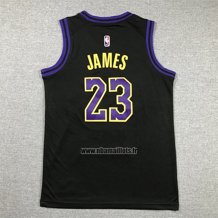 Maillot Enfant Los Angeles Lakers LeBron James NO 23 Ville 2023-24 Noir